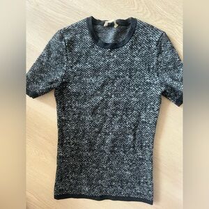 Michael Kors Black and Gray crew Neck Sweater Textured Knit